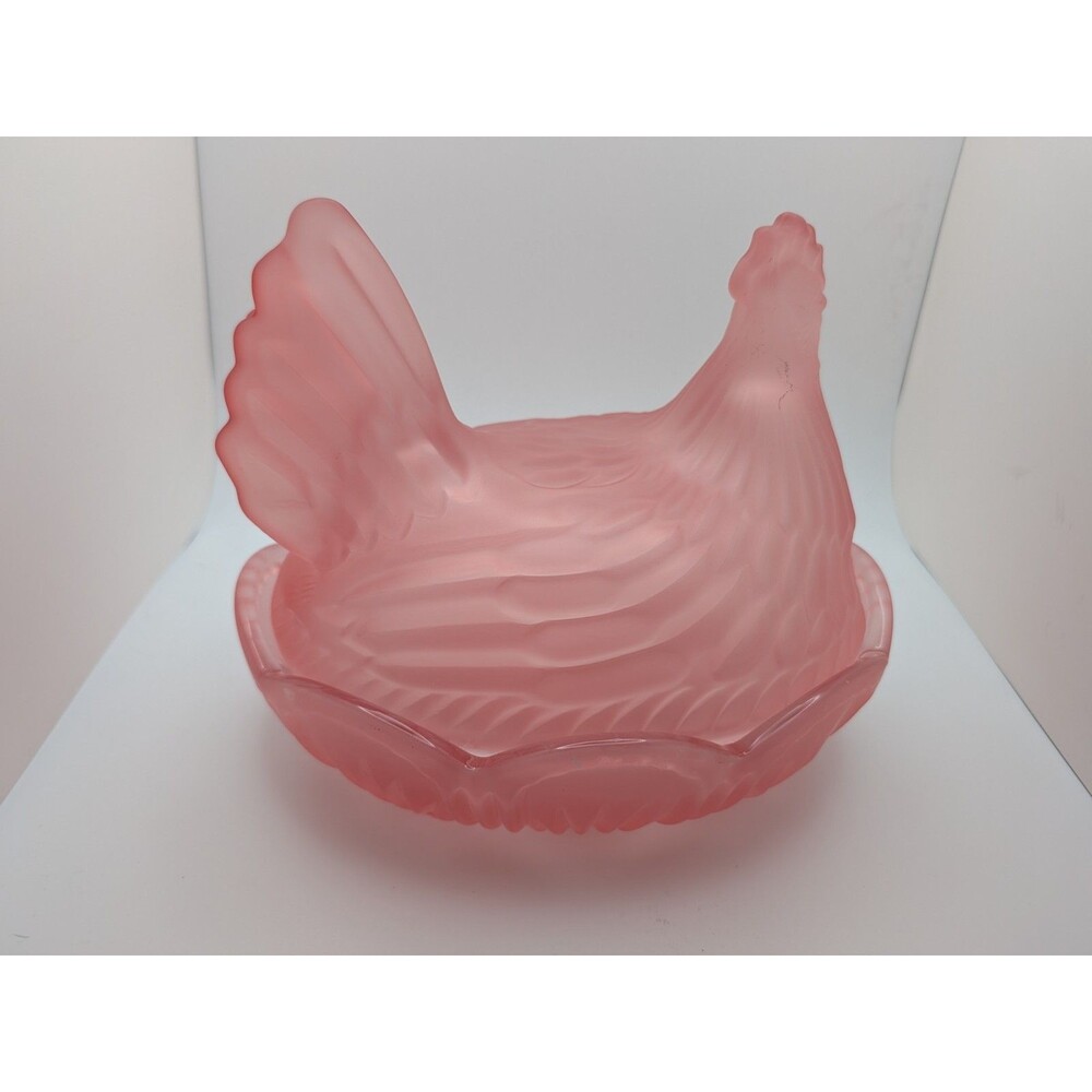 Hen on a Nest Glass--Pink